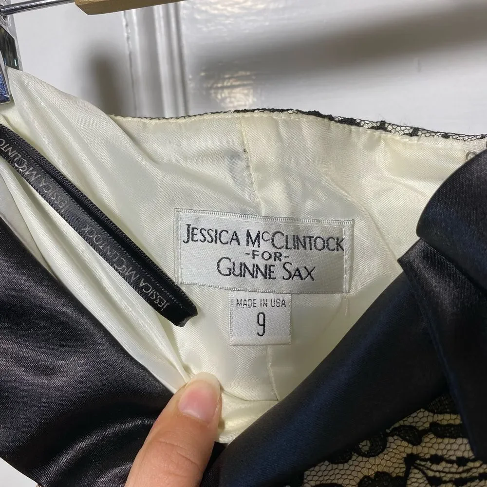 GUNNE SAX Jessica McClintock Strapless Floral Lace Overlay Prom Dress Sz 9 - Picture 2 of 13